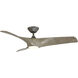 Zephyr 52 inch Graphite Weathered Wood with Weathered Wood Blades Downrod Ceiling Fan in 3500K, 52in.