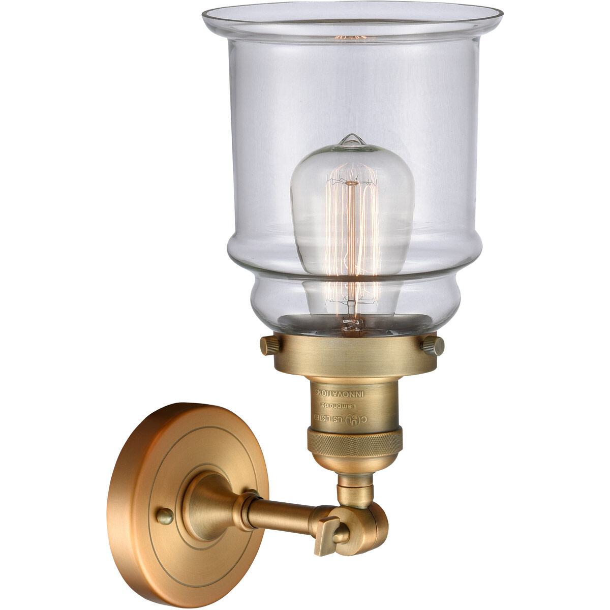 Franklin Restoration Canton 1 Light 6 inch Brushed Brass Semi-Flush Mount Ceiling Light in Clear Glass, Franklin Restoration