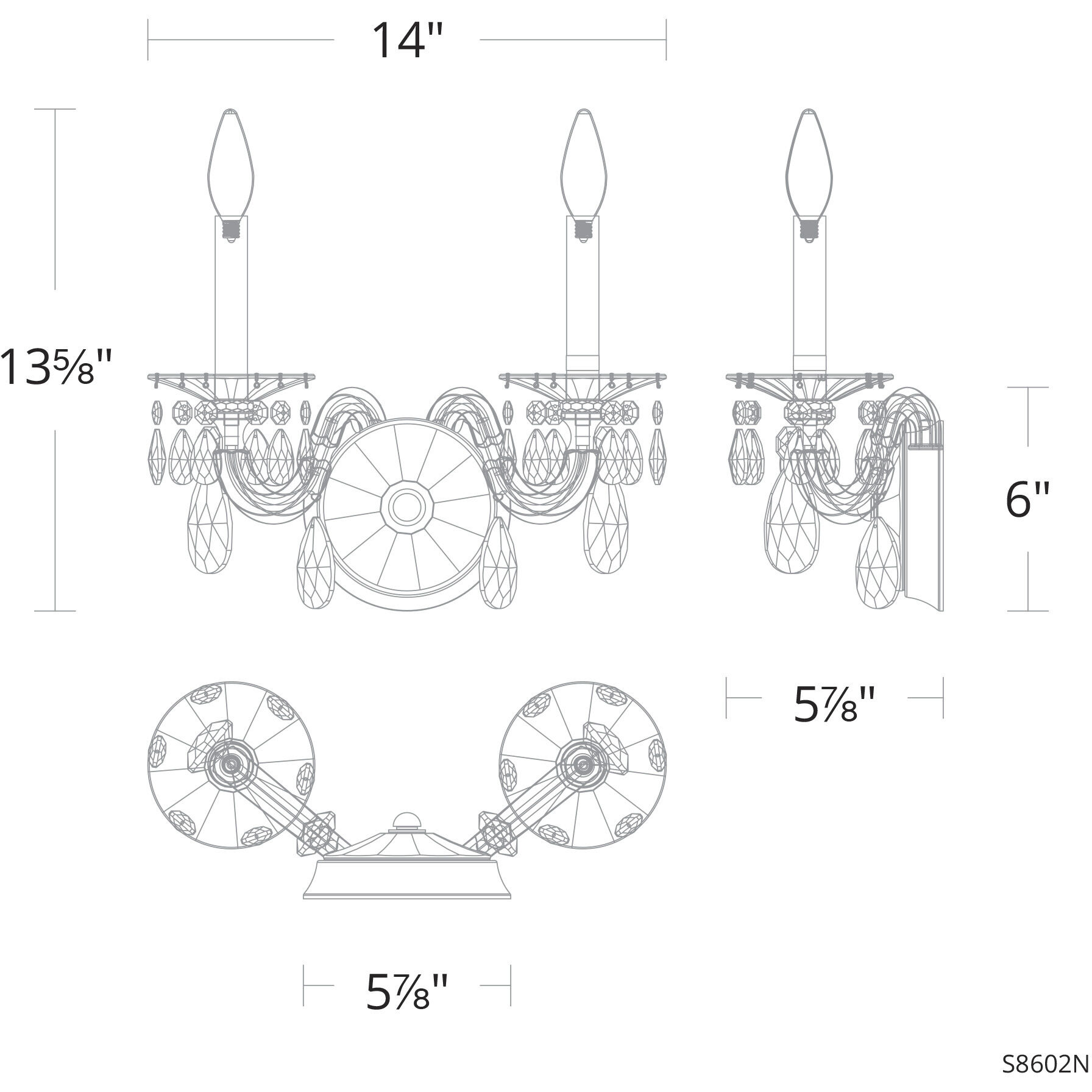 San Marco 2 Light 6 inch French Gold Wall Sconce Wall Light, Schonbek Signature