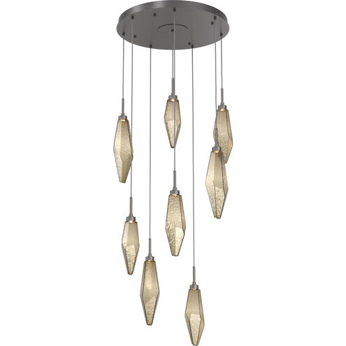 Rock Crystal LED 26.2 inch Graphite Chandelier Ceiling Light in 3000K LED, Chilled Bronze, Round Multi-Port