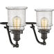 Franklin Restoration Canton 2 Light 18 inch Oil Rubbed Bronze Bath Vanity Light Wall Light in Seedy Glass, Franklin Restoration