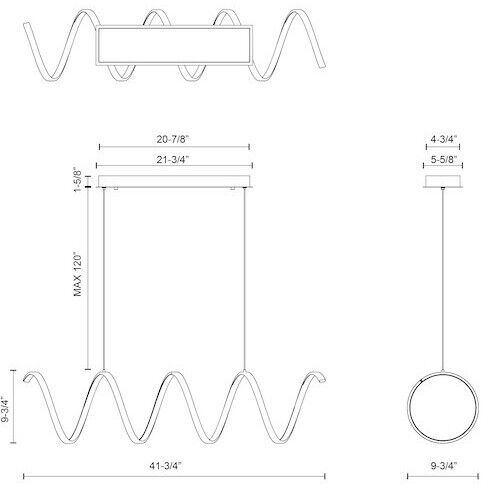 Synergy LED 41.75 inch Black Linear Pendant Ceiling Light