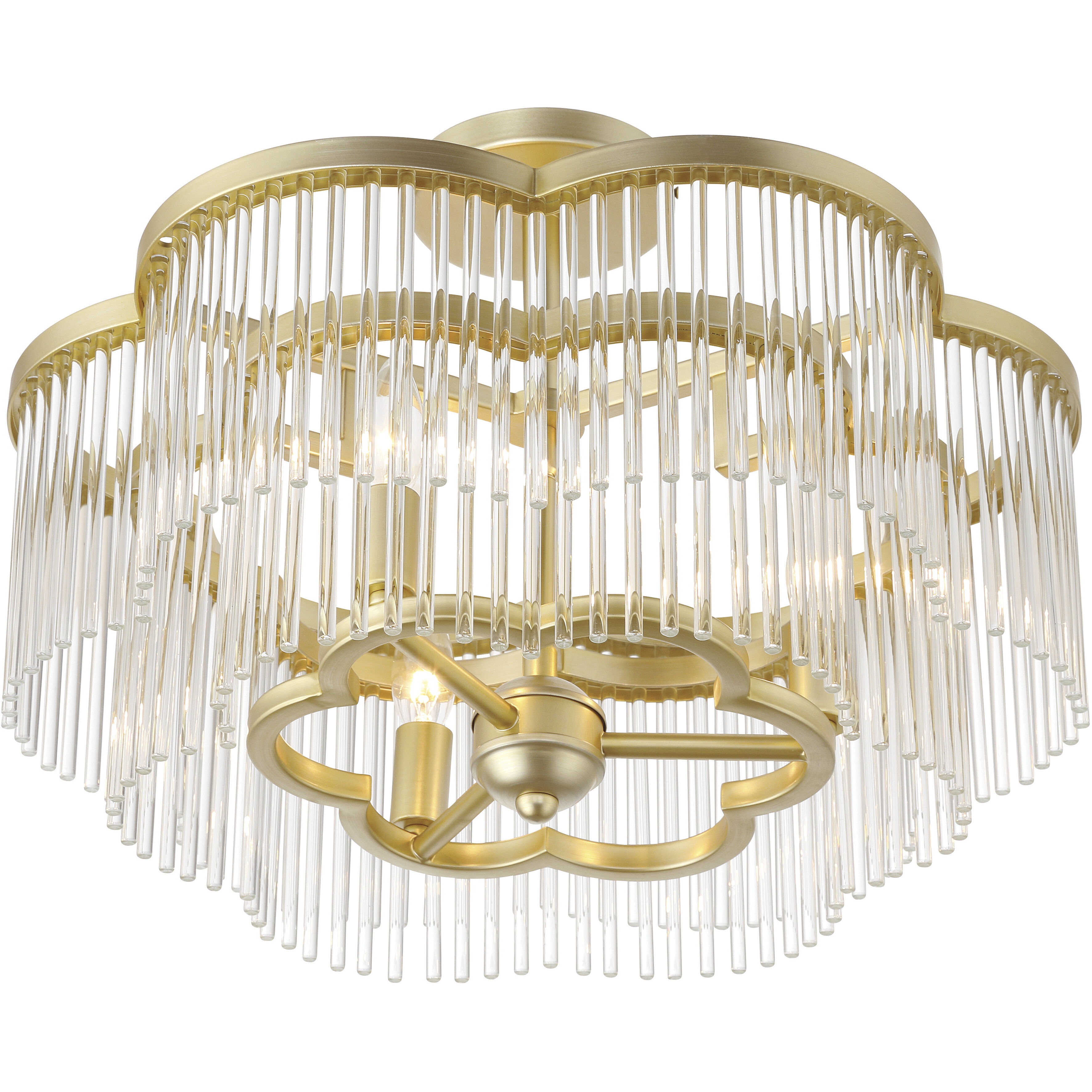 Azura 3 Light 20 inch Heirloom Brass Semi-Flush Ceiling Light