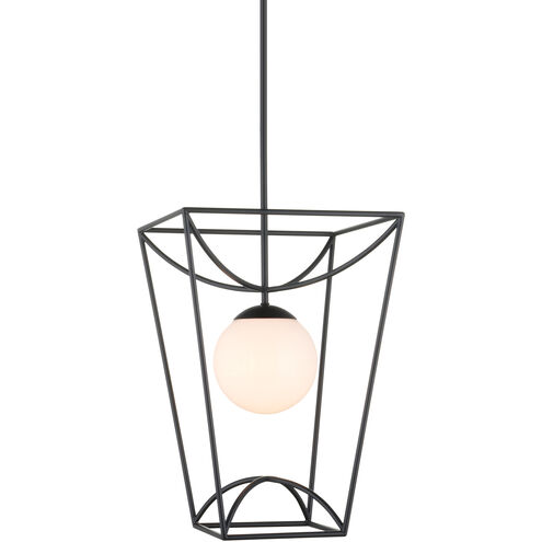 Rochefort 1 Light 14 inch Black/White Indoor/Outdoor Lantern Pendant Ceiling Light, Small