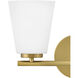 Bri 2 Light 15 inch Lacquered Brass Bath Light Wall Light