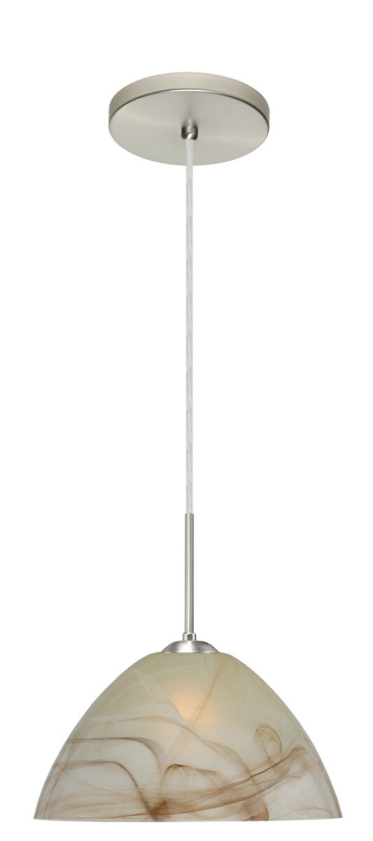 Tessa LED Satin Nickel Pendant Ceiling Light in Mocha Glass
