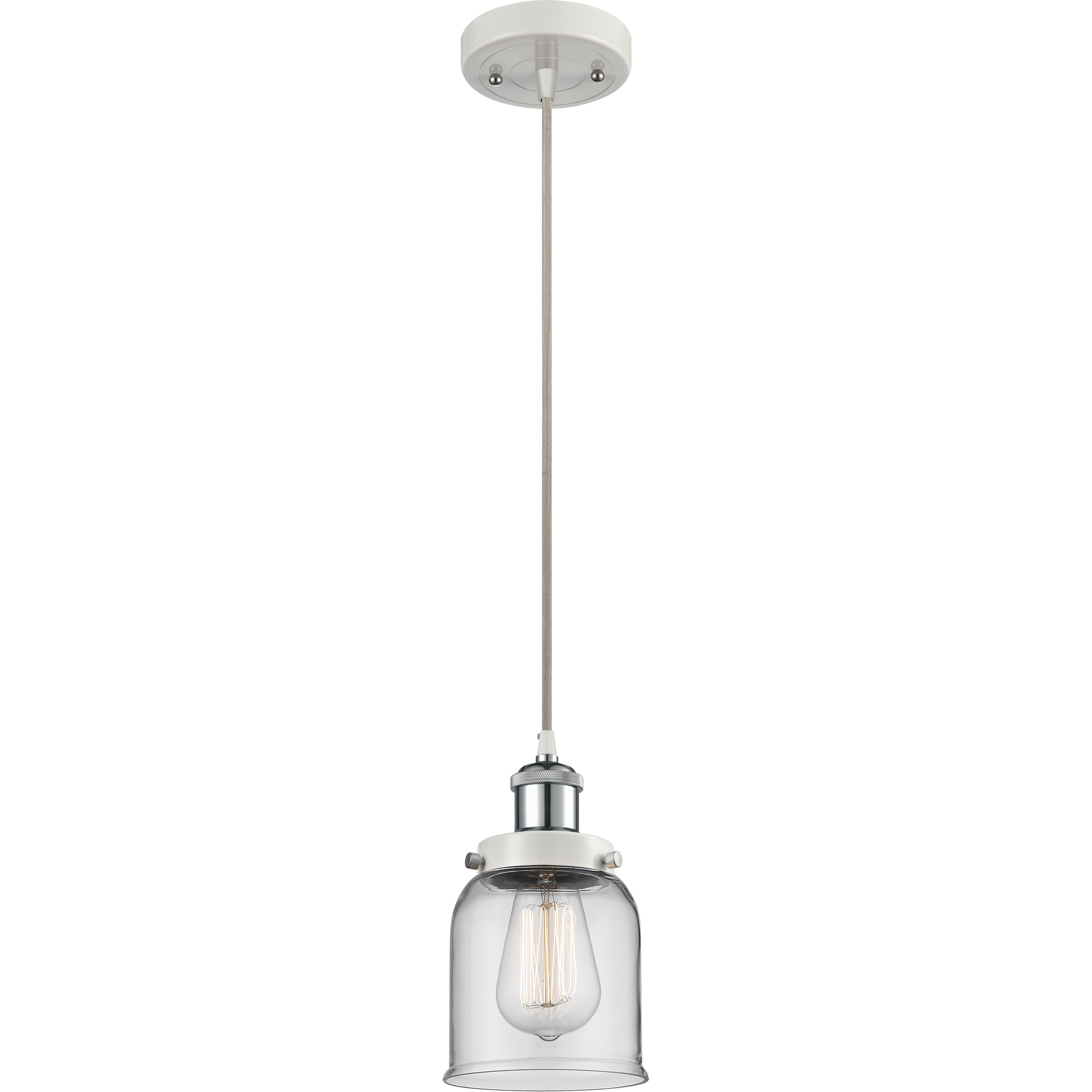 Ballston Small Bell 1 Light 5 inch White and Polished Chrome Mini Pendant Ceiling Light in Clear Glass