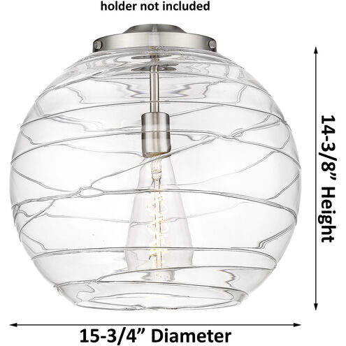 Ballston Athens Deco Swirl 3 Light 15.75 inch Brushed Satin Nickel Statement Pendant Ceiling Light in Incandescent, Clear Deco Swirl