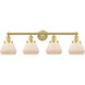 Fulton 4 Light 33.5 inch Satin Gold Bath Vanity Light Wall Light in Matte White Glass