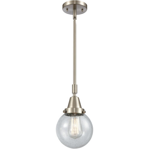 Franklin Restoration Beacon 1 Light 6 inch Brushed Satin Nickel Mini Pendant Ceiling Light in Seedy Glass