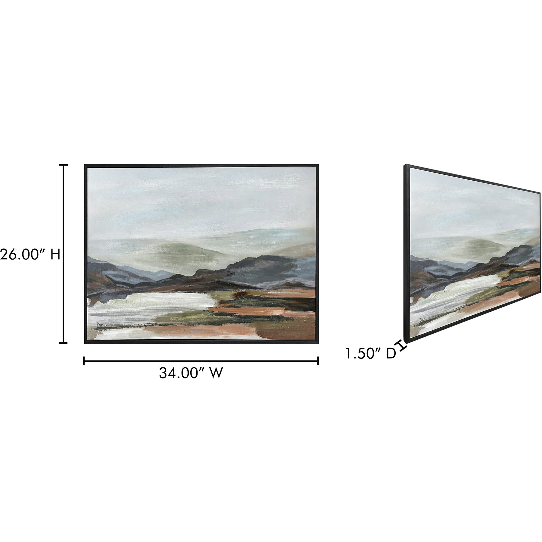 Hillside 34 X 26 inch Painting, Framed