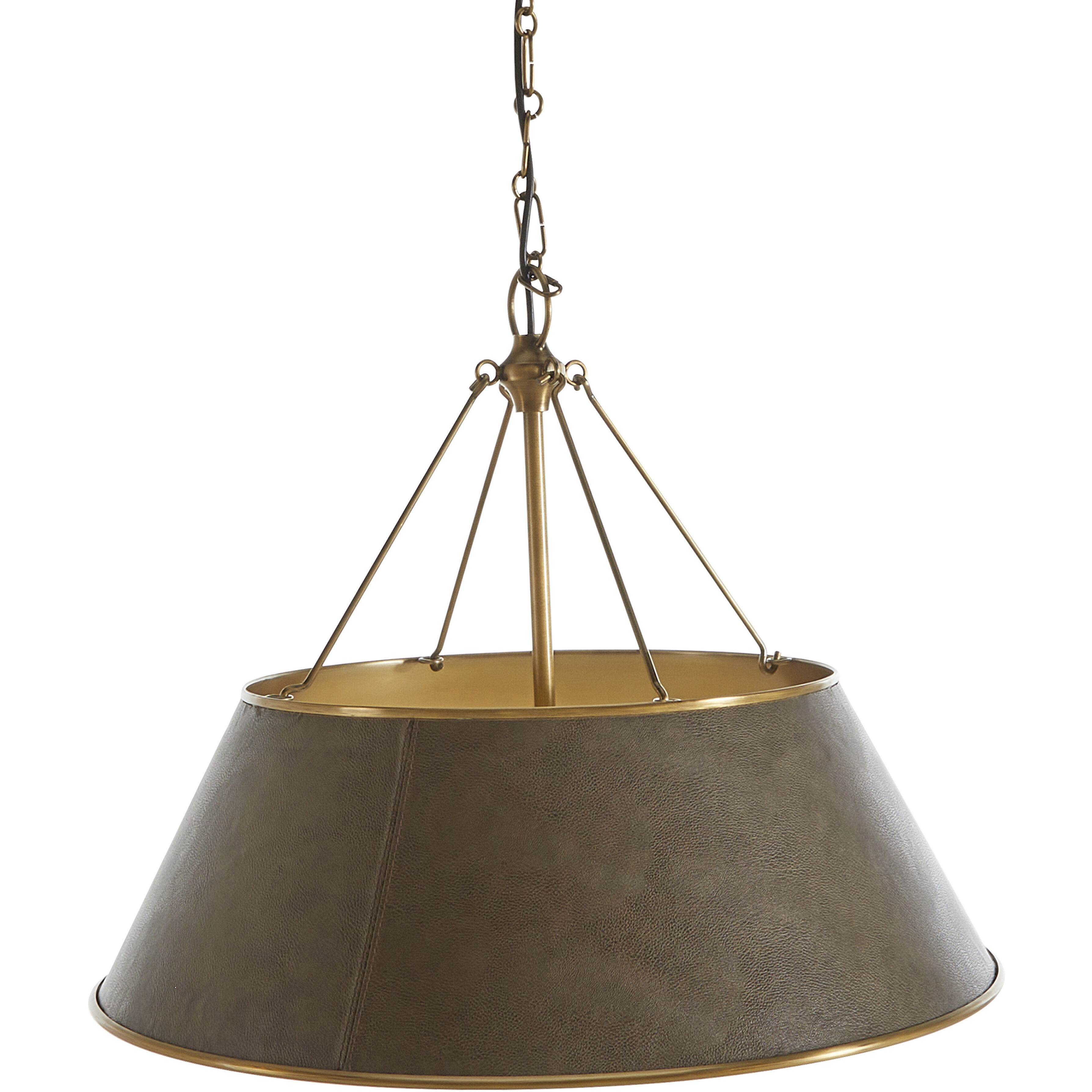 Mariana 4 Light 26.5 inch Brushed Antique Brass and Dark Brown Leather Pendant Ceiling Light