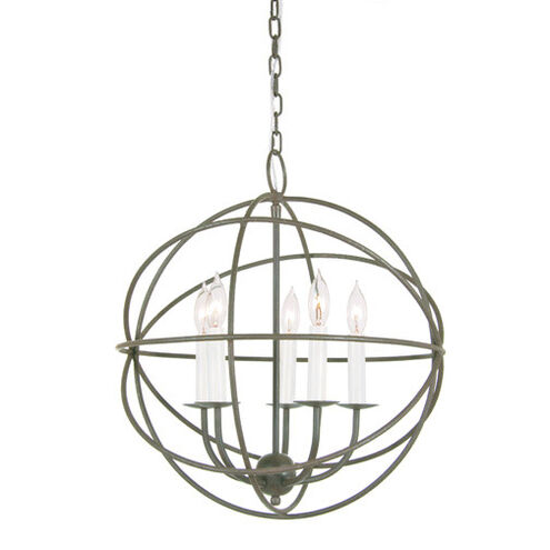 Globe 5 Light 18 inch Aged Silver Chandelier Ceiling Light