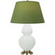 Double Gourd 31 inch 150.00 watt Matte Celadon Glazed Ceramic with Antique Brass Accents Table Lamp Portable Light in Tea Green with Taupe