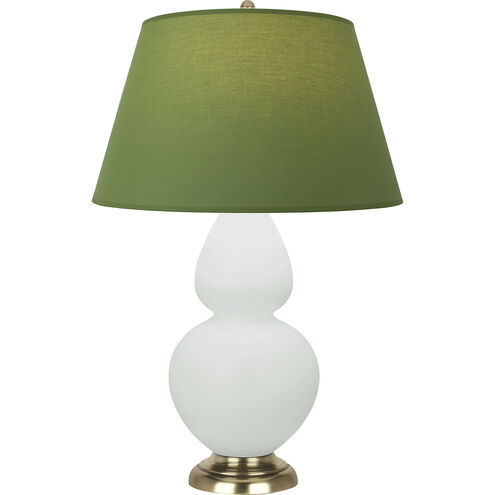 Double Gourd 31 inch 150.00 watt Matte Celadon Glazed Ceramic with Antique Brass Accents Table Lamp Portable Light in Tea Green with Taupe