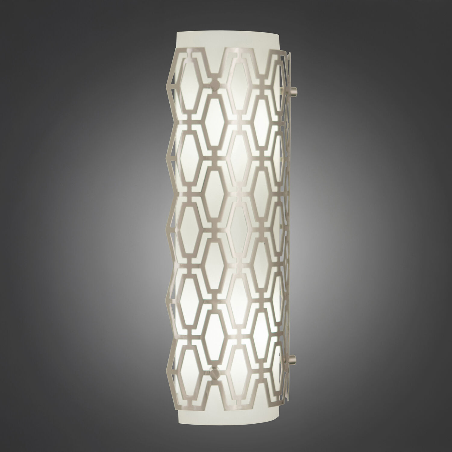 Marcel Wall Sconce Wall Light in Polished Nickel, Frosted Cased White Glass, Geometric Framing