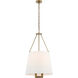 J. Randall Powers Dalston 4 Light 21.25 inch Hand-Rubbed Antique Brass Hanging Shade Ceiling Light in Linen