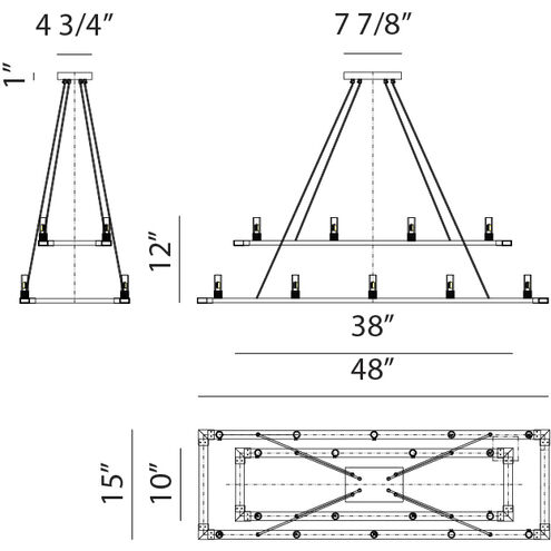 Cascadian 18 Light 15 inch Matte Black Chandelier Ceiling Light