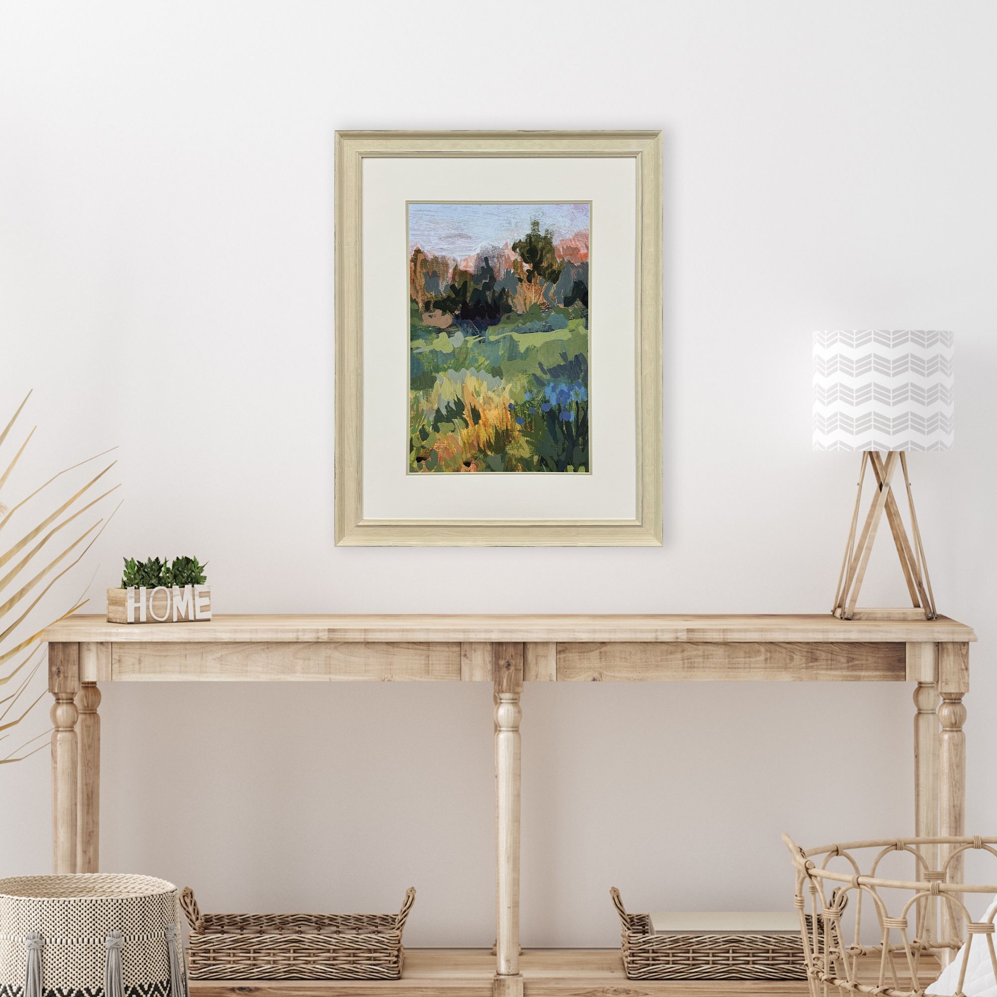 Walk This Way Green and Blue and Yellow Framed Art