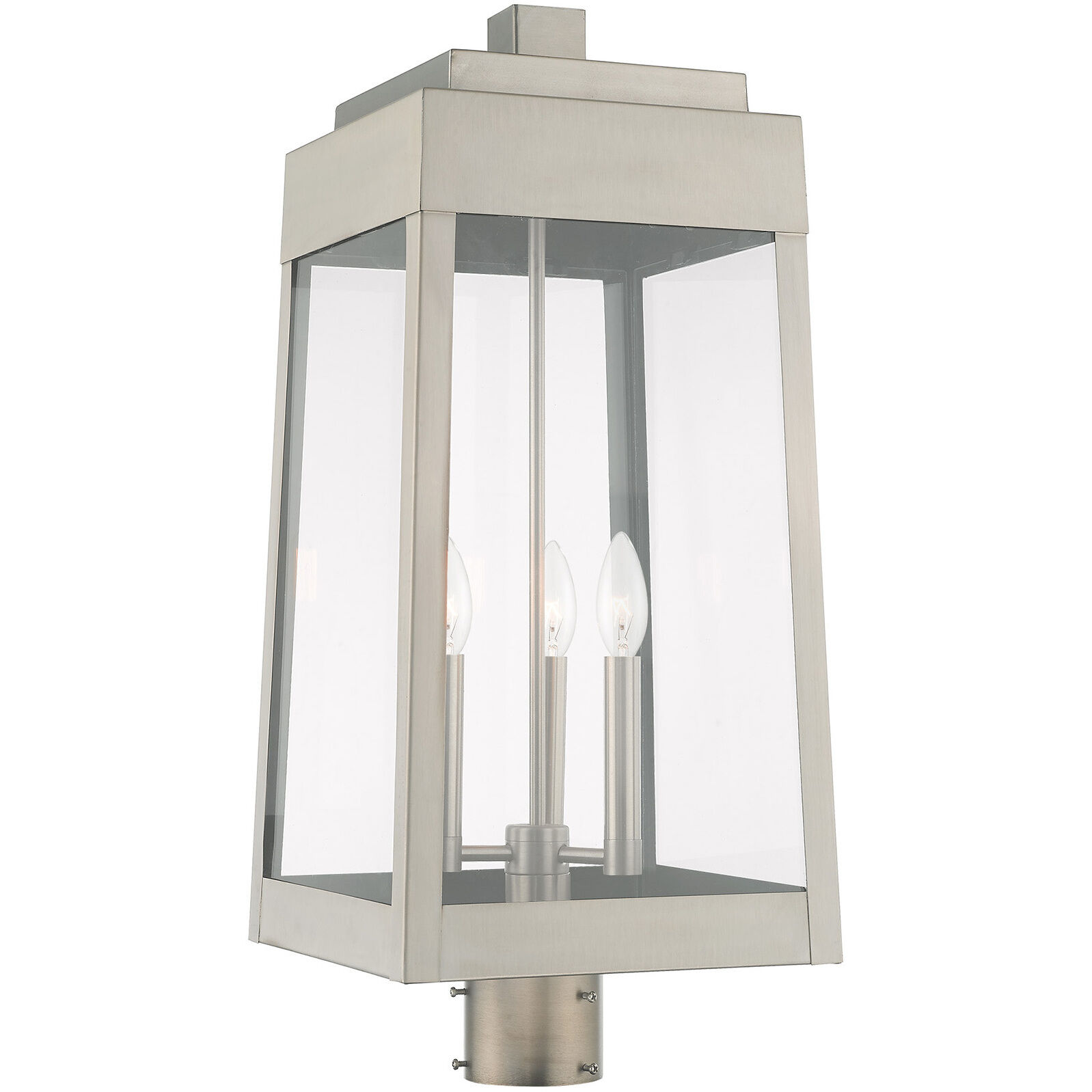 Oslo 3 Light 25 inch Brushed Nickel Outdoor Post Top Lantern
