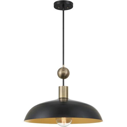 Biloxi 1 Light 23.88 inch Coal And Weathered Antique Brass Pendant Ceiling Light