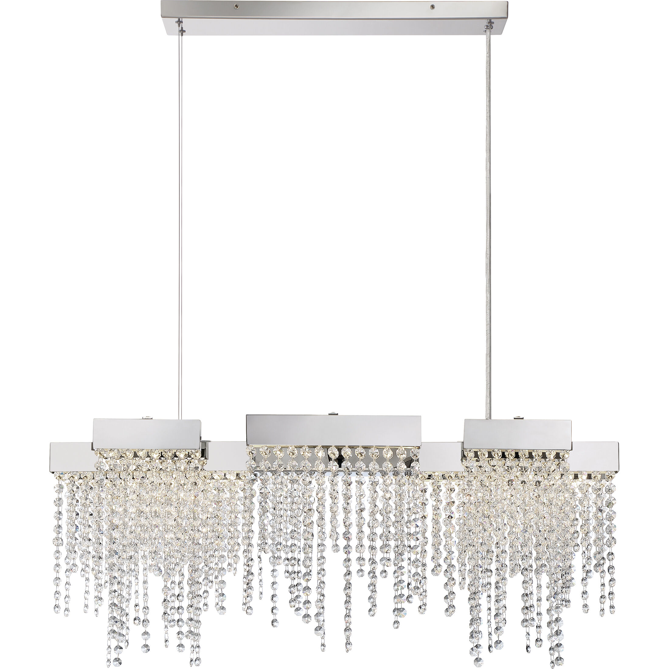 Crystal Falls LED 34 inch Polished Nickel Island Chandelier Ceiling Light