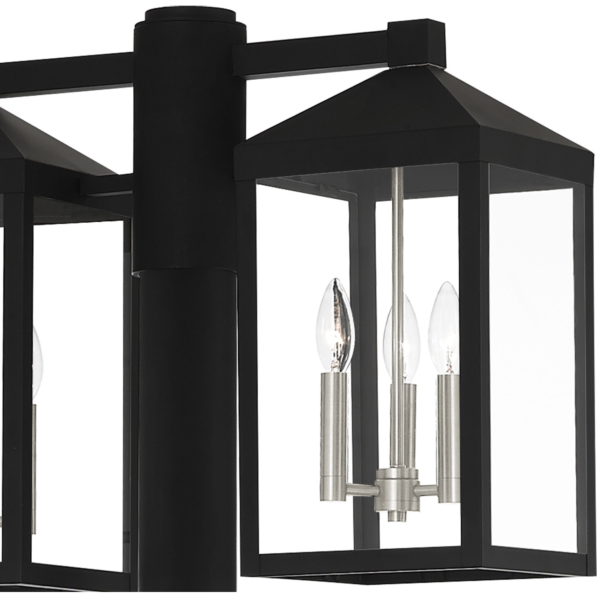 Nyack 6 Light 93 inch Black with Brushed Nickel Cluster Outdoor Post Light