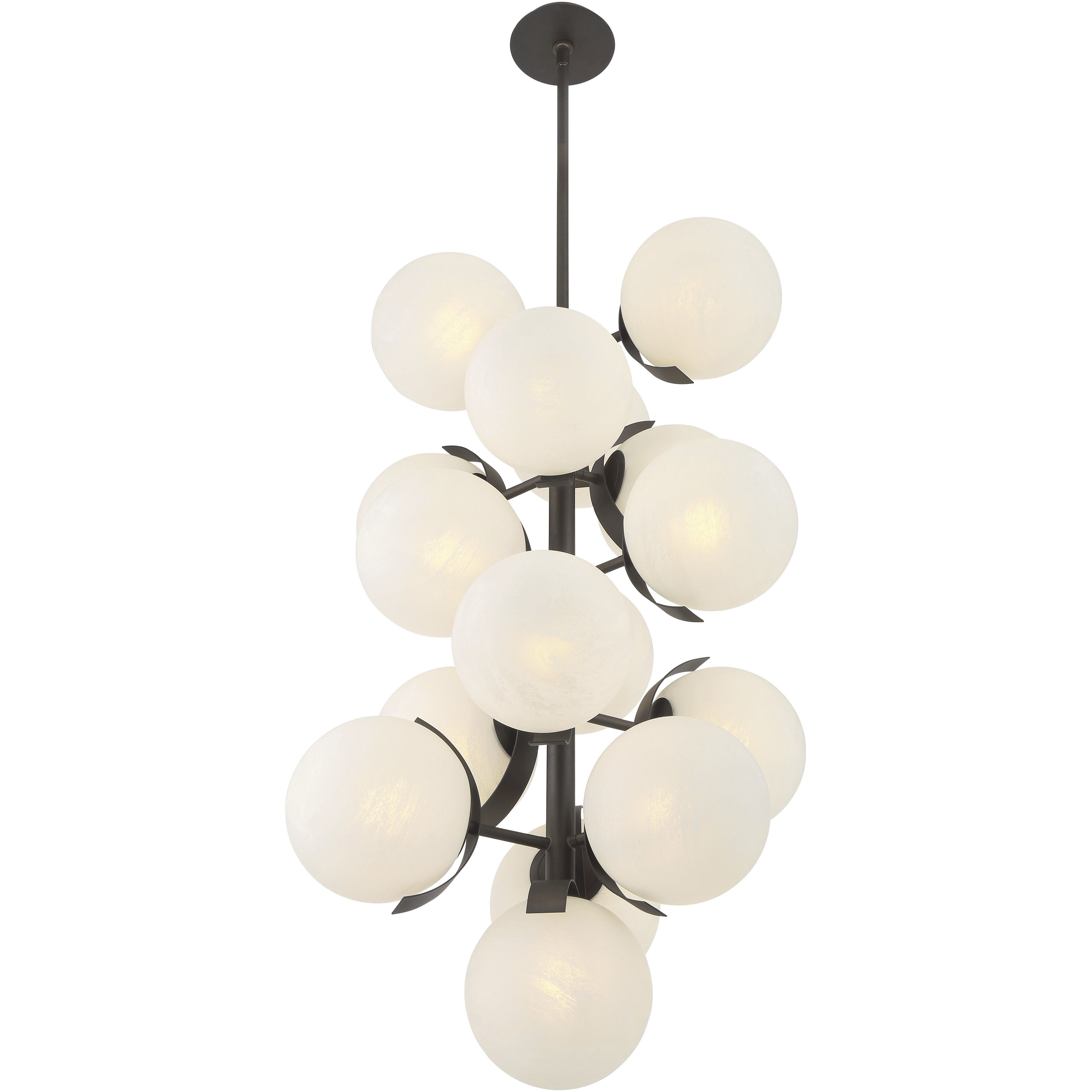 Vino 16 Light 24.75 inch Dark Bronze Pendant Ceiling Light in White Etched Alabaster Glass