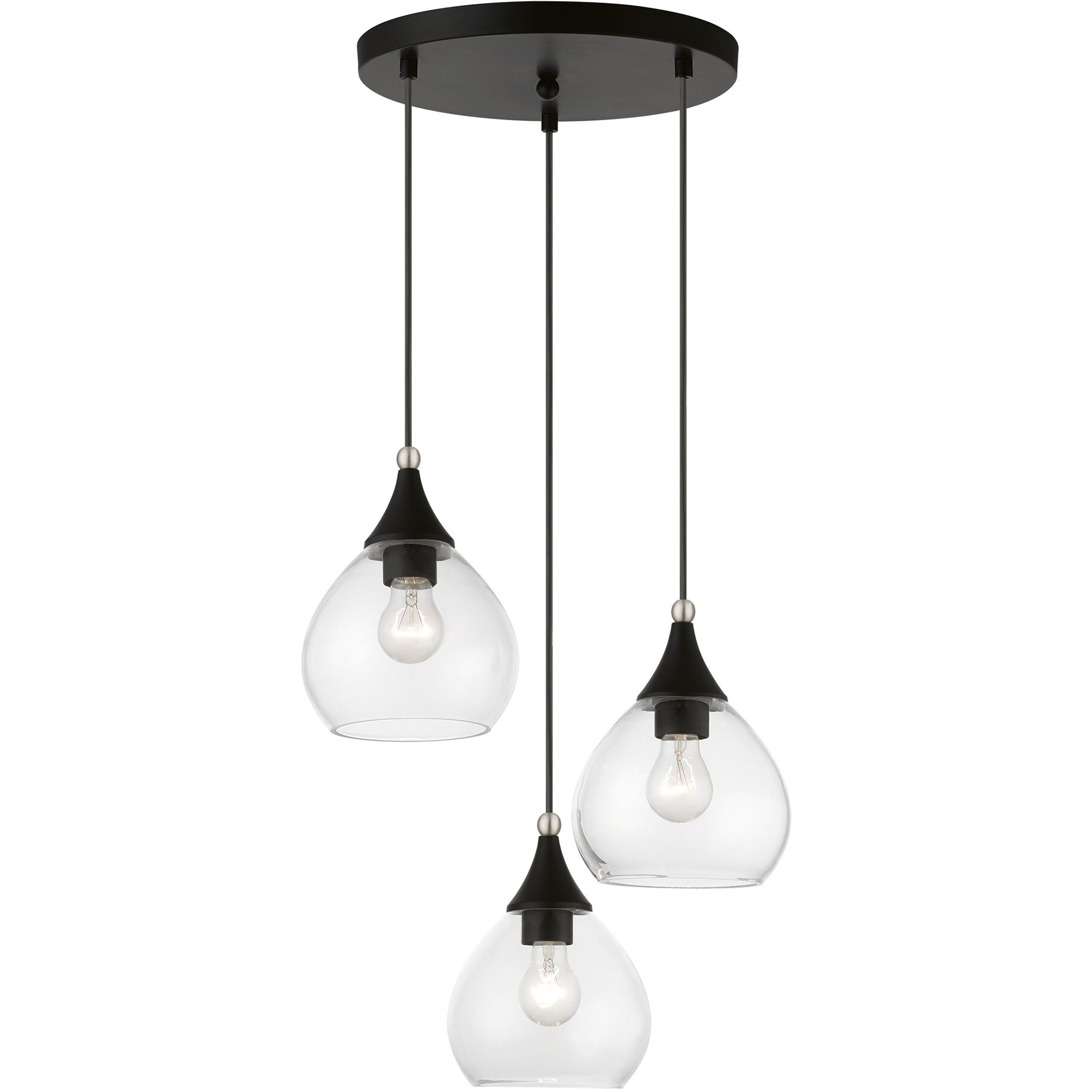 Catania 3 Light 18 inch Black with Brushed Nickel Accents Multi Pendant Ceiling Light