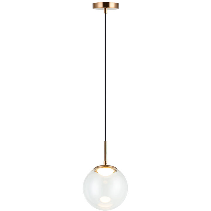 Boble LED 7.88 inch Aged Gold Brass Pendant Ceiling Light in Aged Gold Brass and Clear
