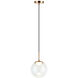 Boble LED 7.88 inch Aged Gold Brass Pendant Ceiling Light in Aged Gold Brass and Clear