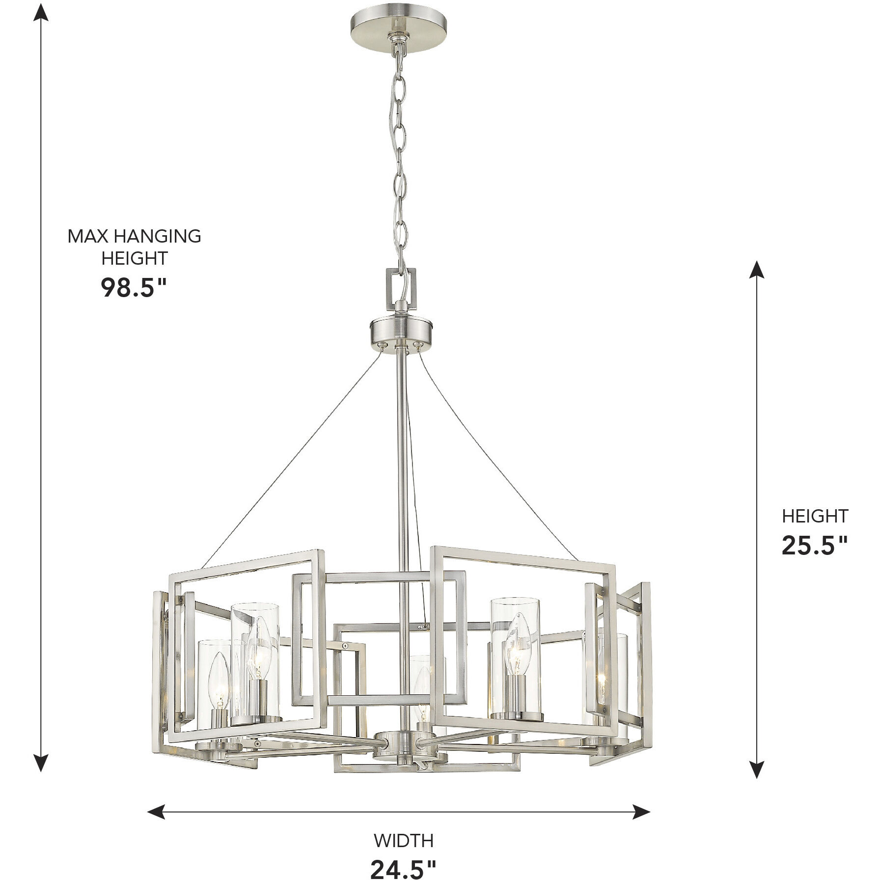 Marco 5 Light 24.5 inch Pewter Chandelier Ceiling Light