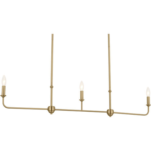 Pallas 3 Light 4.5 inch Brushed Natural Brass Chandelier Linear Ceiling Light