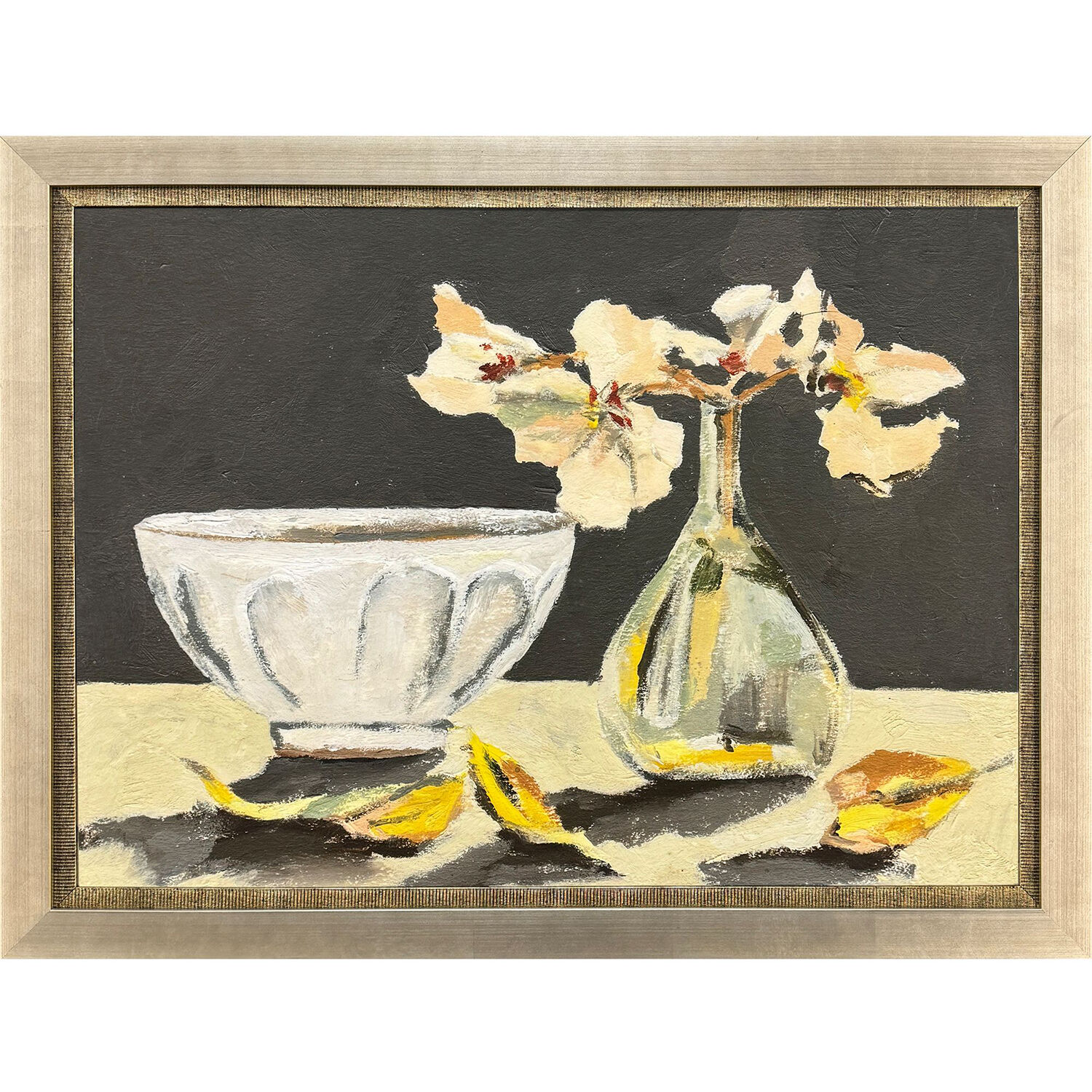 Elegy in Neutral Yellow and Beige and Gray and Multi Framed Art