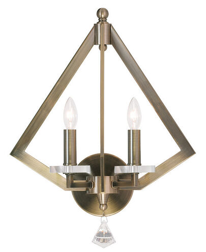 Diamond 2 Light 13 inch Antique Brass Wall Sconce Wall Light