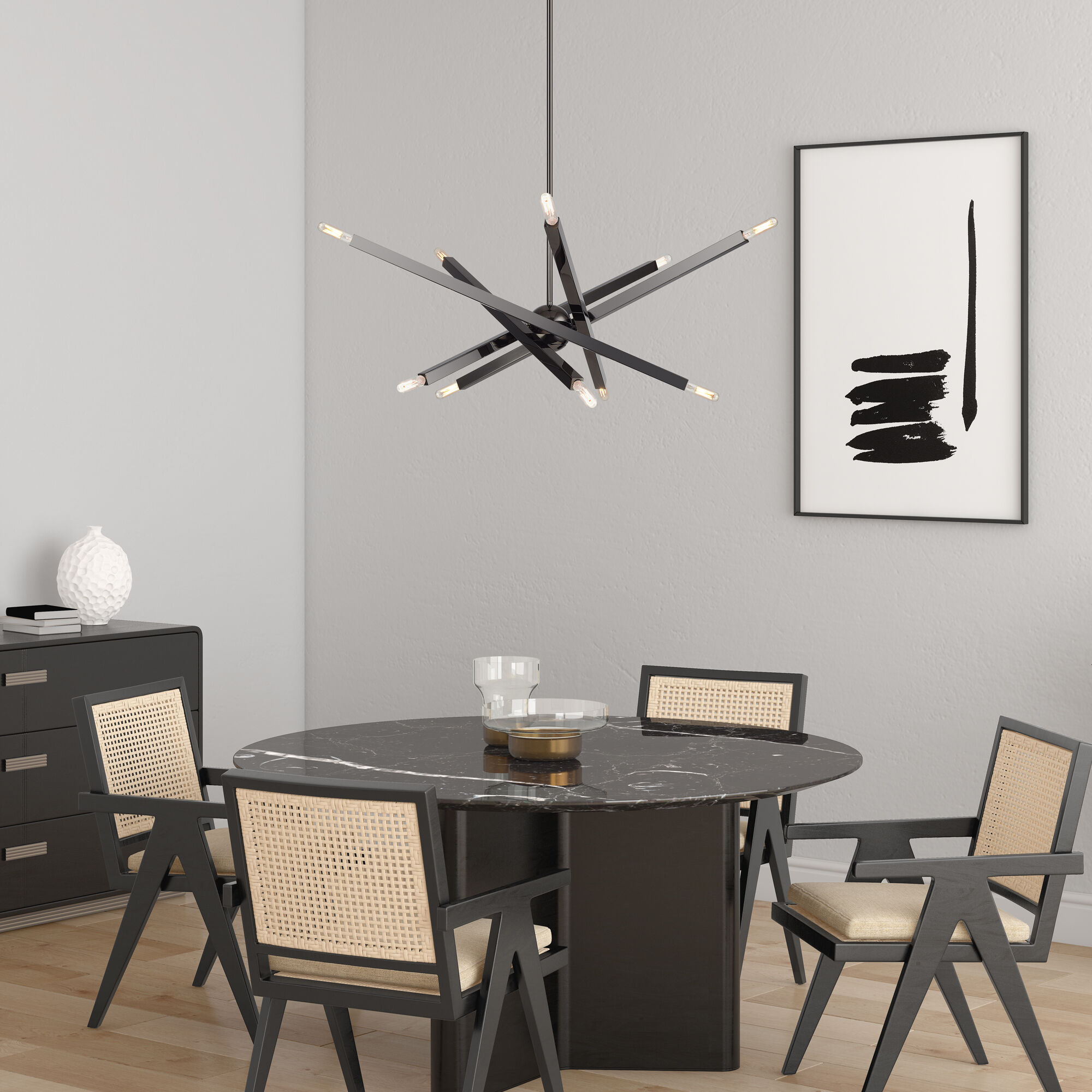 Monaco 10 Light 32 inch Black Chrome Chandelier Ceiling Light