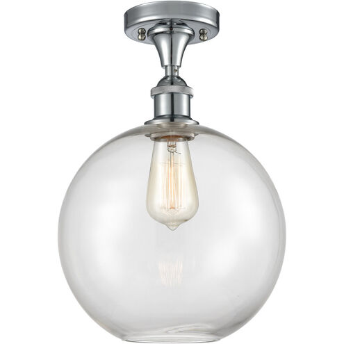 Ballston Large Athens LED 10 inch Polished Chrome Semi-Flush Mount Ceiling Light in Clear Glass, Ballston