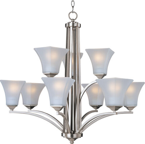 Aurora 9 Light 32 inch Satin Nickel Multi-Tier Chandelier Ceiling Light