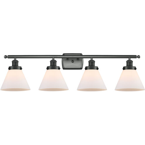 Ballston Large Cone LED 36 inch Matte Black Bath Vanity Light Wall Light in Matte White Glass, Ballston
