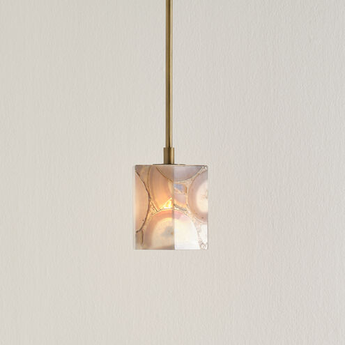 Hex 1 Light 6 inch Antique Brass Pendant Ceiling Light