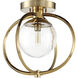 Piltz 1 Light 14.5 inch Satin Brass Semi Flush Ceiling Light