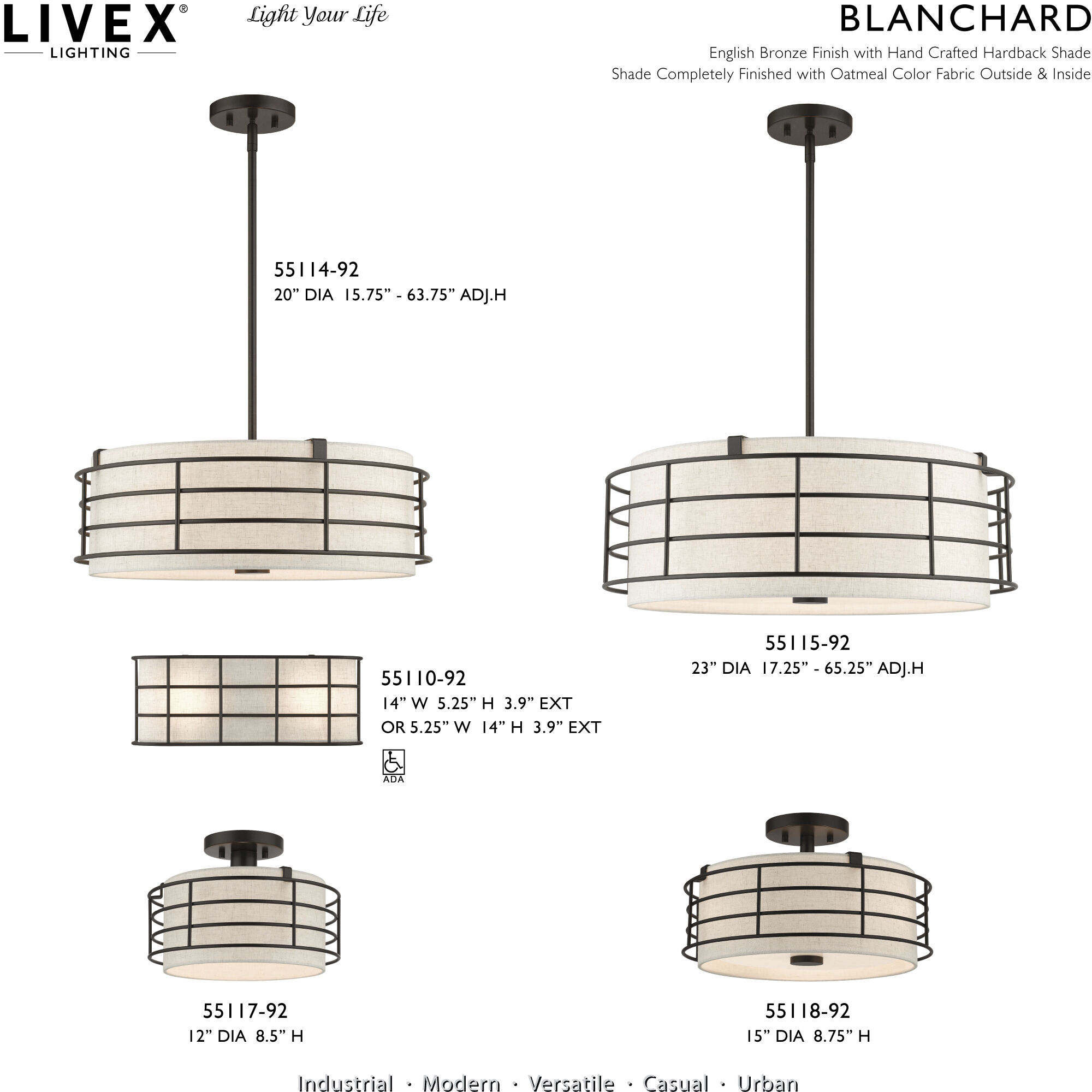Blanchard 5 Light 23 inch English Bronze Pendant Chandelier Ceiling Light