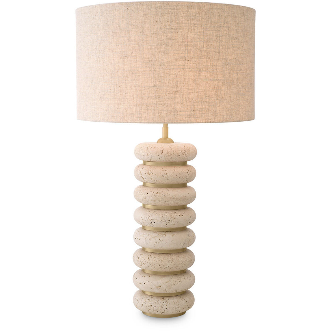 Baron 33.46 inch 40 watt Travertine with Antique Brass Table Lamp Portable Light
