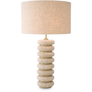 Baron 33.46 inch 40.00 watt Travertine with Antique Brass Table Lamp Portable Light