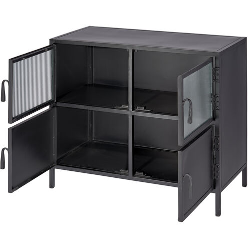Vitrino 33.5 X 30 inch Black 4 Door Side Table