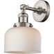 Franklin Restoration Large Bell 1 Light 8 inch Brushed Satin Nickel Sconce Wall Light in Matte White Glass, Franklin Restoration
