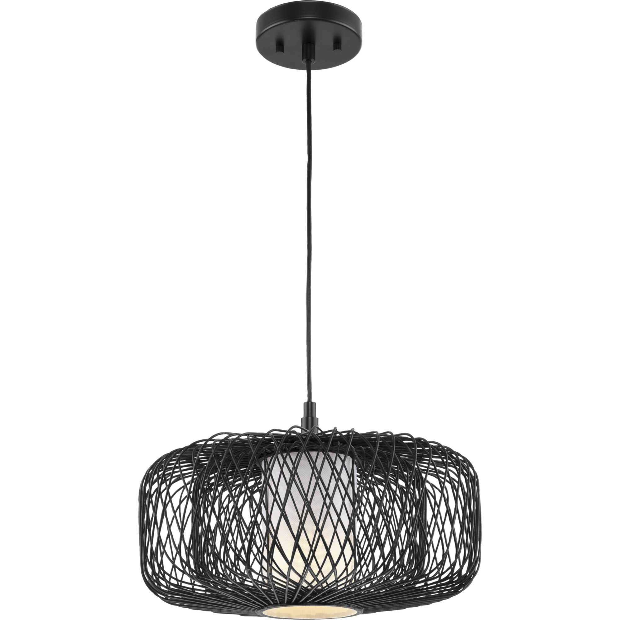Cordova 1 Light 16 inch Black Rattan Pendant Ceiling Light, Design Series