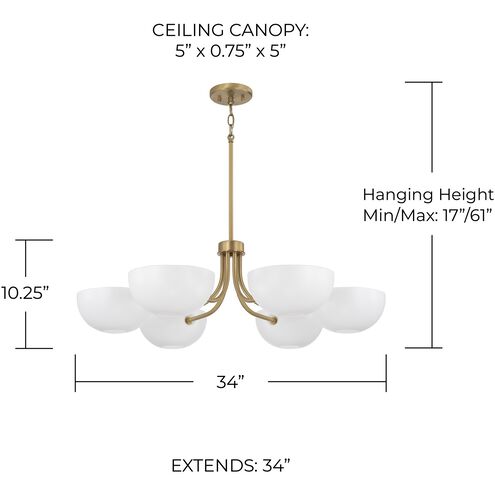 Reece 6 Light 34 inch Aged Brass Chandelier Ceiling Light