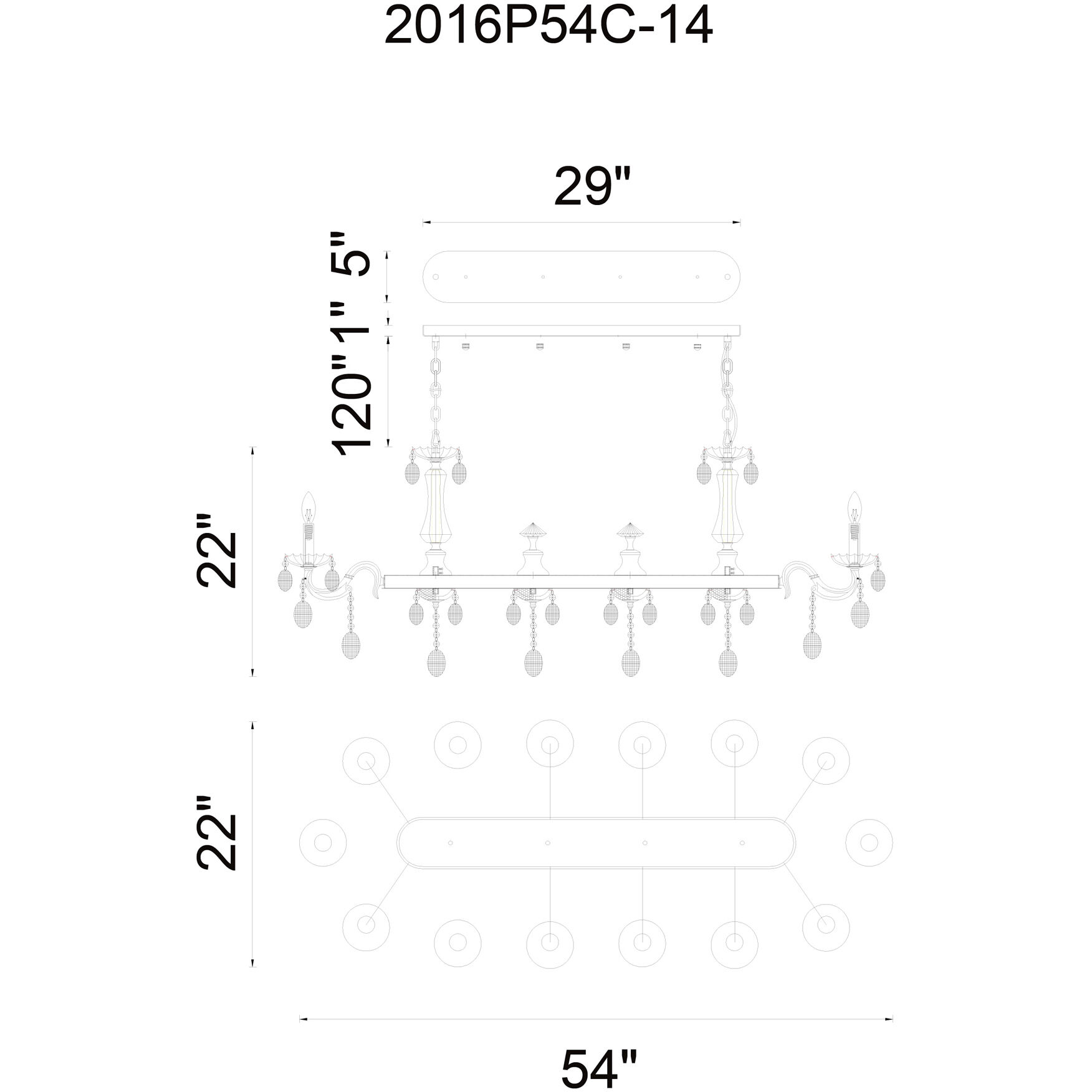 Flawless 14 Light 54 inch Chrome Island/Pool Table Light Ceiling Light