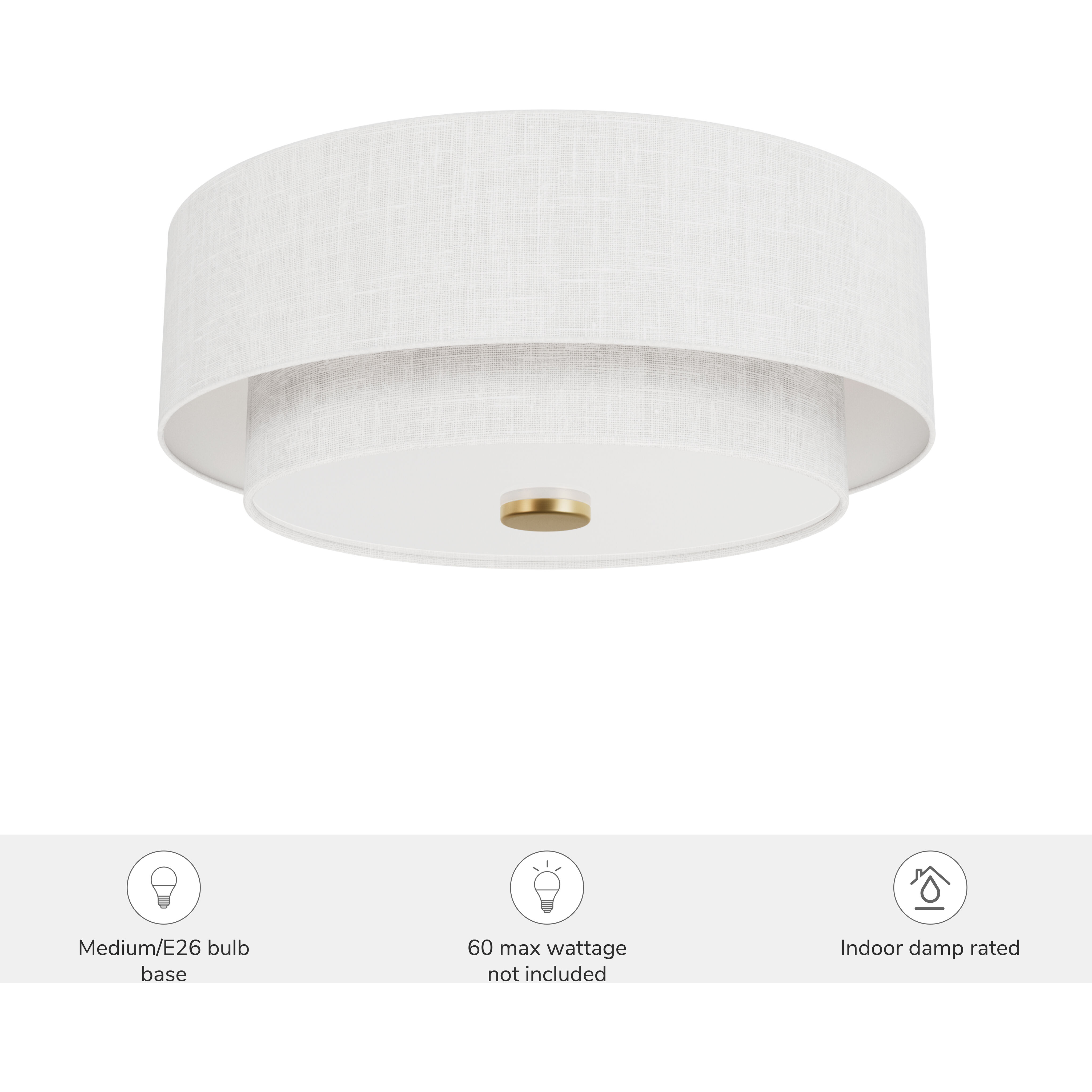 Brookside 2 Light 13.25 inch Luxe Gold Flush Mount Ceiling Light, Medium